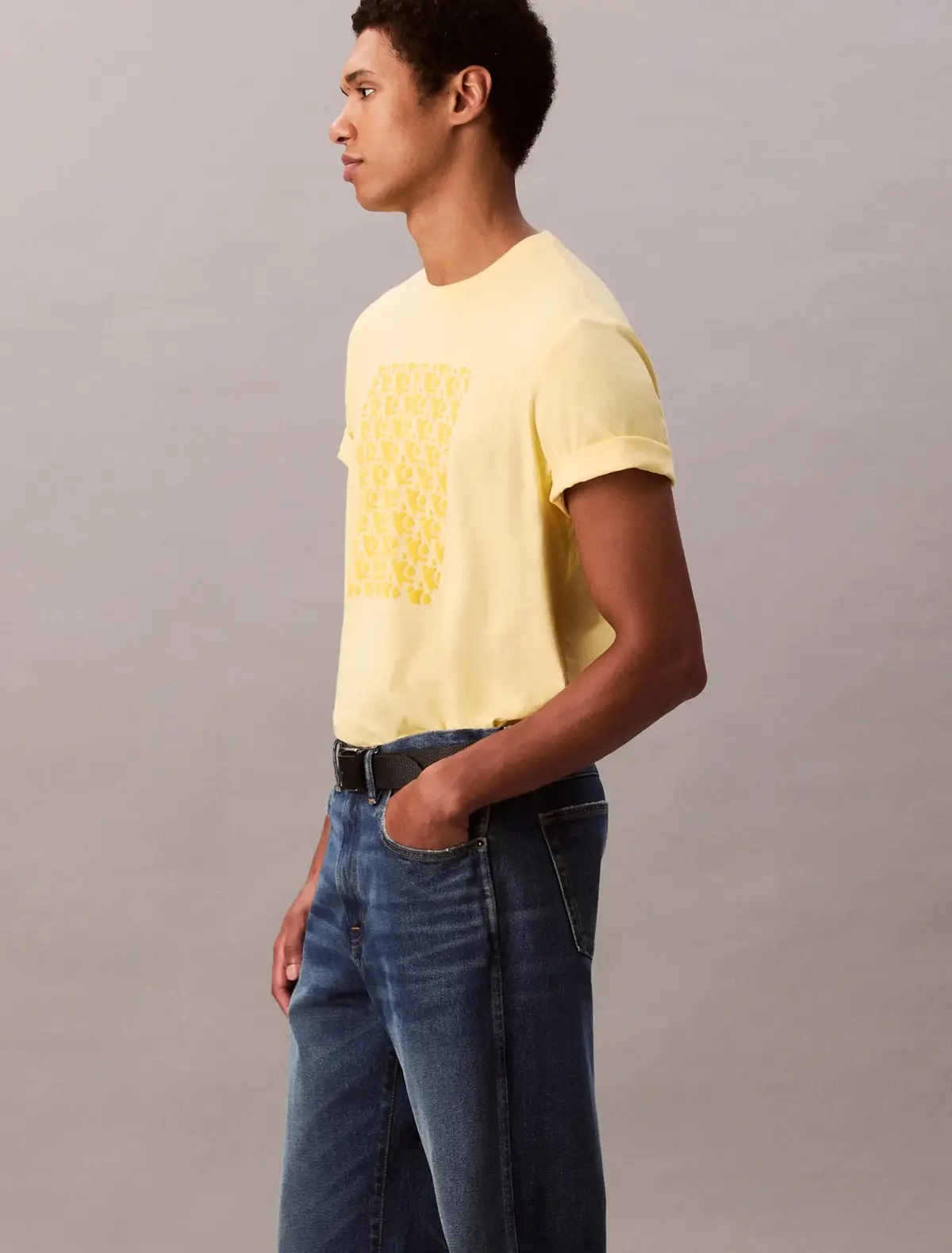 Calvin Klein SS 20S CK MACRO Sarı Erkek Tişört