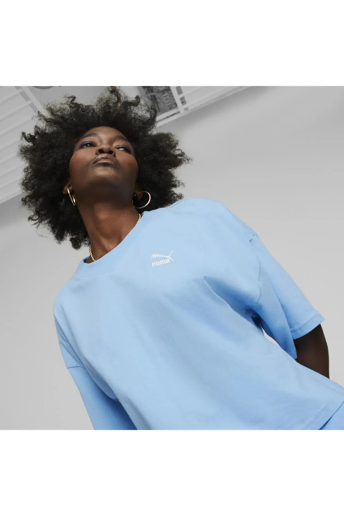 Puma Classıcs Oversized Tee Mavi Kadın Tişört