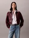 Calvin Klein A-Cropped Crinkle Faux Leather B Bordo Kadın Ceket Calvin Klein A-Cropped Crinkle Faux Leather B Bordo Kadın Ceket