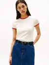Tommy Hilfiger CONTRAST RINGER TEE Kadın Beyaz T-Shirt