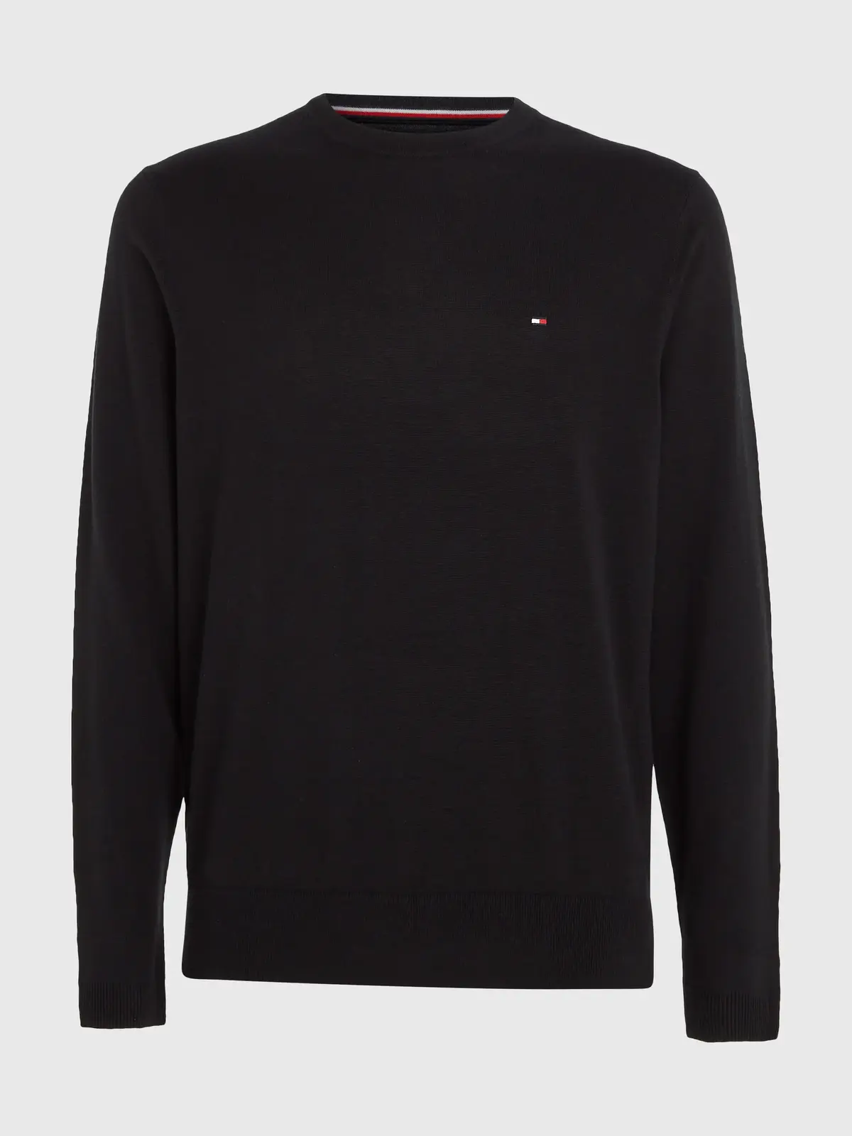 Tommy Hilfiger CORE COTTON-SILK CNE Erkek Siyah Kazak