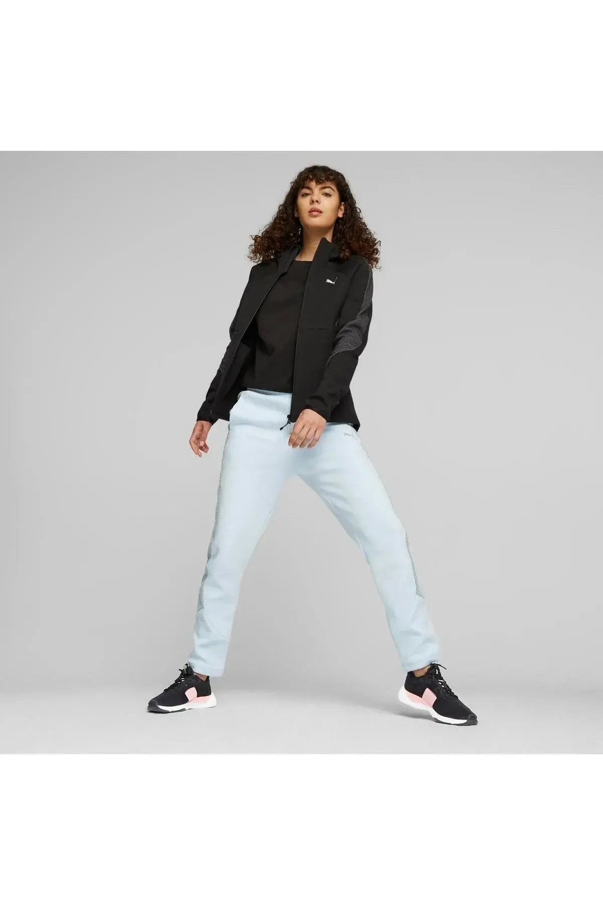 Puma EVOSTRIPE Full-Zip Hoodie Siyah Kadın Fermuarlı Hoodie