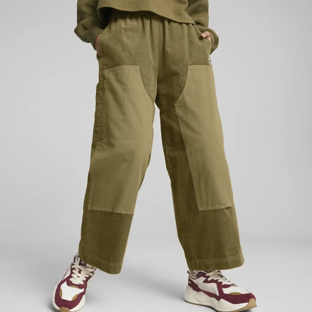 Puma DOWNTOWN Corduroy Pants Yeşil Kadın Eşofman Altı