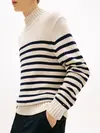 Tommy Hilfiger BRETON COTTON STRIPE, 0BP Krem Erkek Kazak