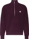 Calvin Klein LS EZ COTTON WAFFLE QUARTER ZIP Erkek Bordo Sweatshirt