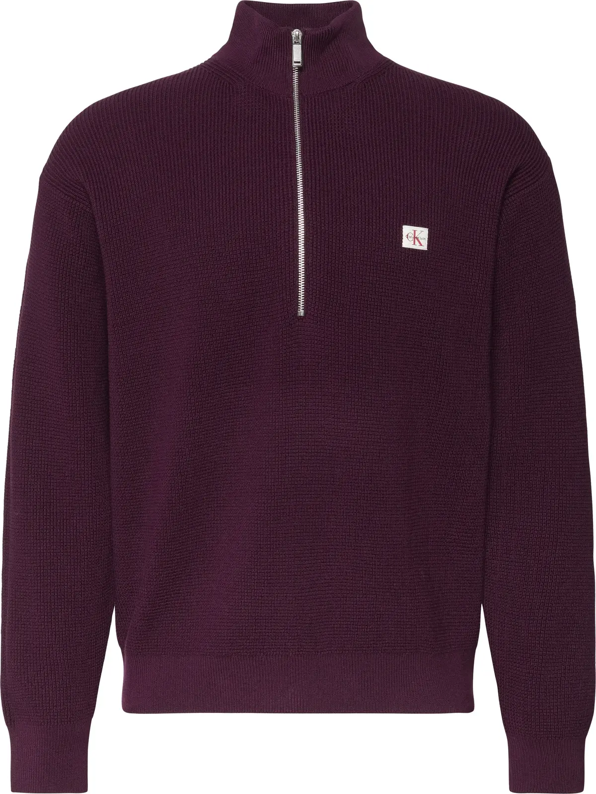 Calvin Klein LS EZ COTTON WAFFLE QUARTER ZIP Erkek Bordo Sweatshirt