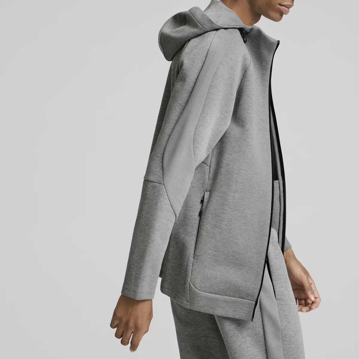 Puma EVOSTRIPE Full-Zip Hoodie Gri Erkek Sweatshirt