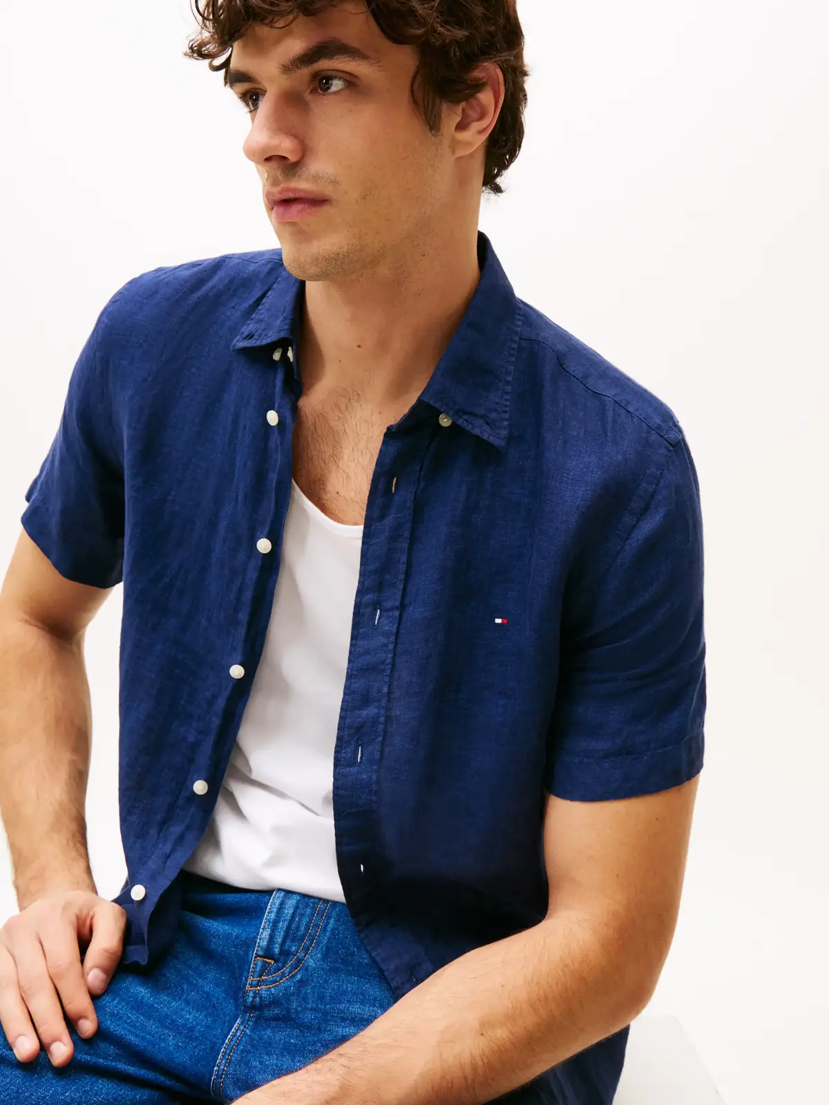 Tommy Hilfiger PIGMENT DYED LINEN R, DCC Lacivert Erkek Gömlek