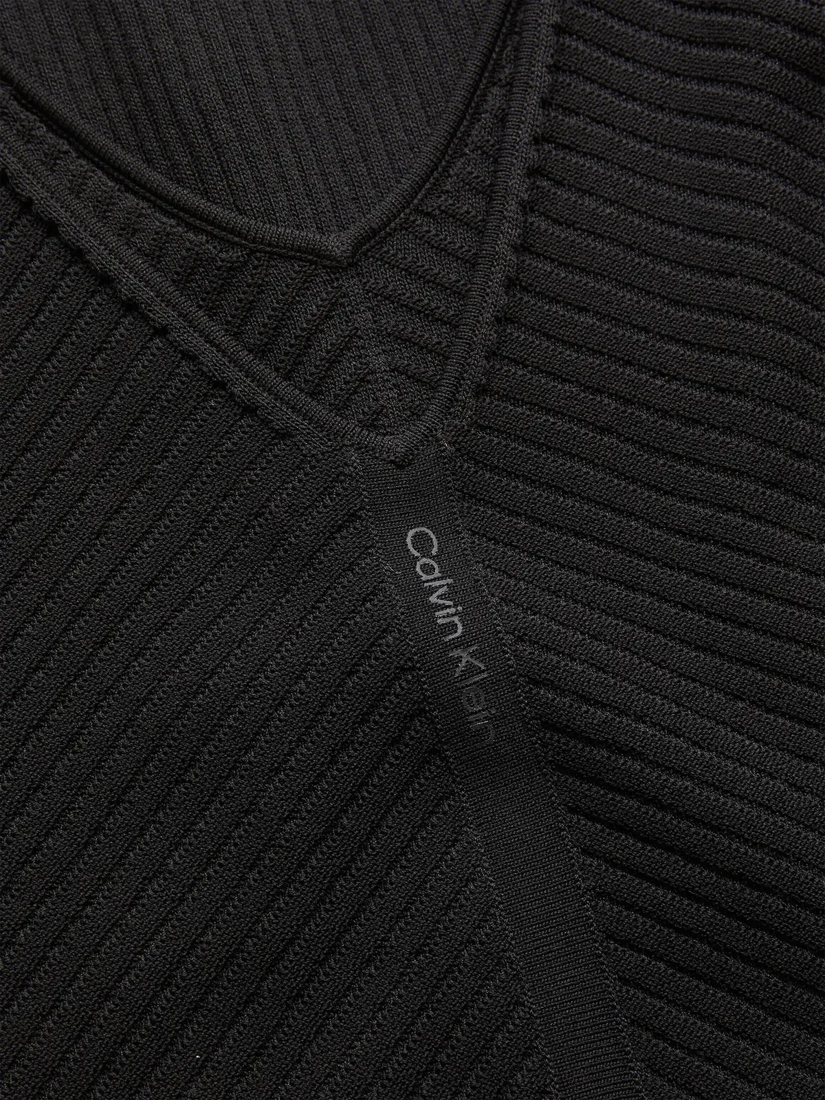 Calvin Klein ICONIC RIB CUT OUT M Kadın Siyah Elbise