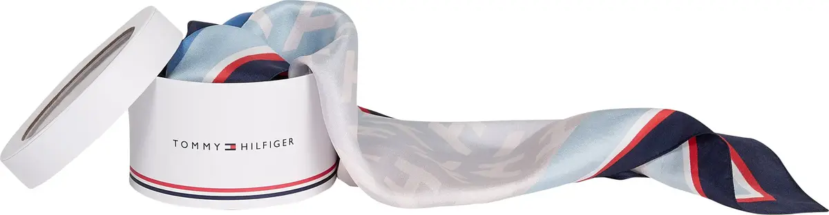 Tommy Hilfiger ICONIC POP SILK BAND Kadın Mavi Eşarp