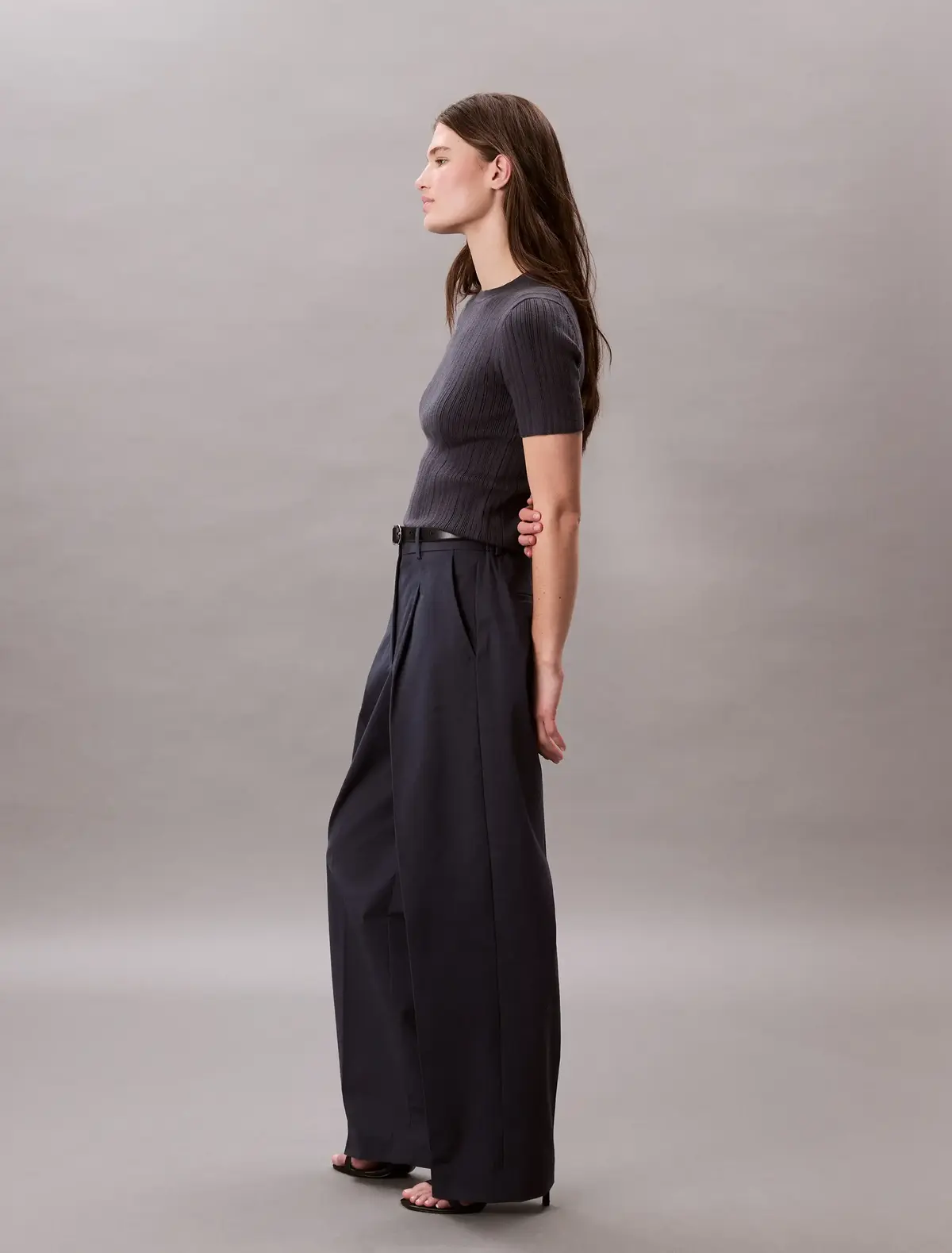 Calvin Klein COTTON CHINO PLEATED, CGE Siyah Kadın Pantolon