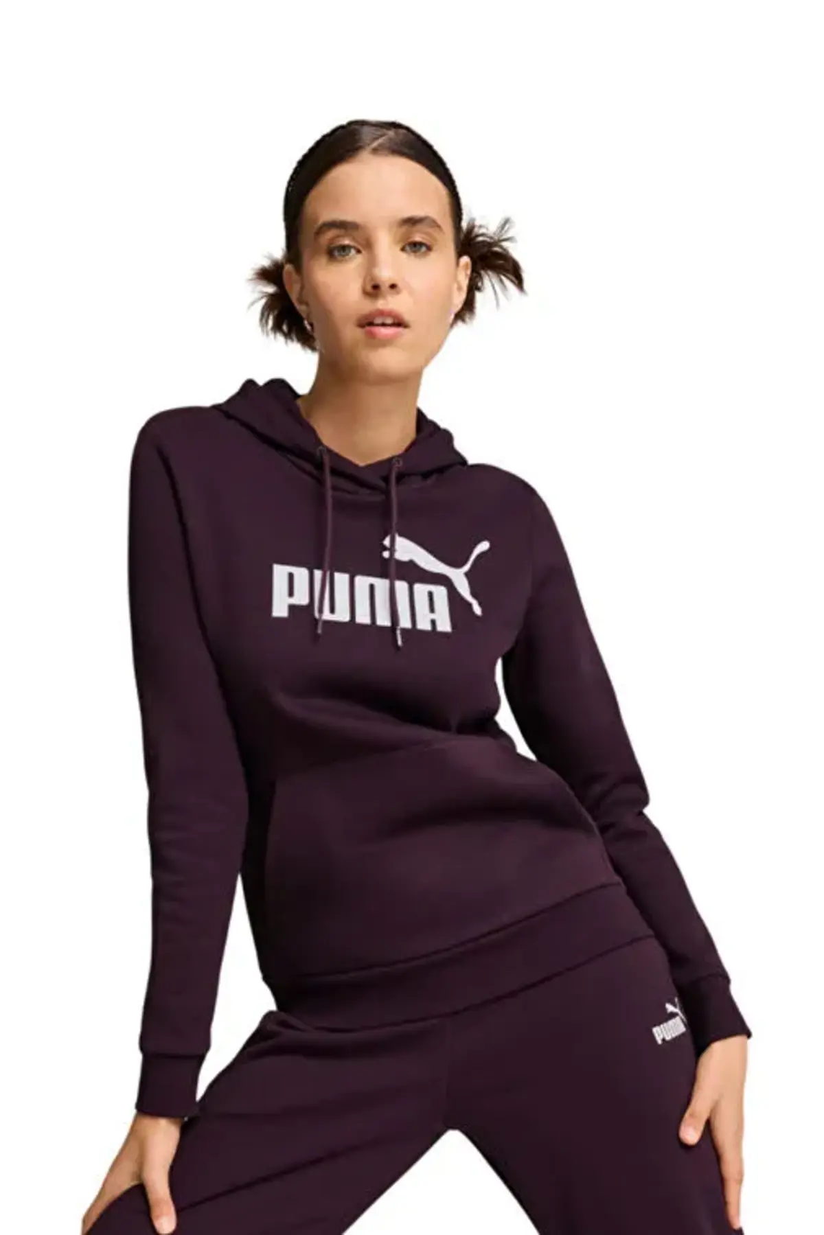 Puma ESS Logo Hoodie FL Mor Kadın Hoodie