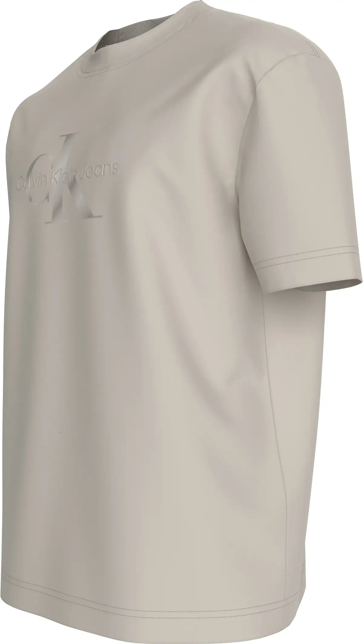 Calvin Klein SHINY MONOLOGO TEE, PDH Krem Erkek T-Shirt & Polo