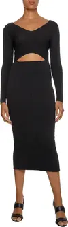 Calvin Klein ICONIC RIB CUT OUT M Kadın Siyah Elbise