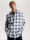 Tommy Hilfiger SHADOW CHECK OVERSHI Erkek Mavi Gömlek