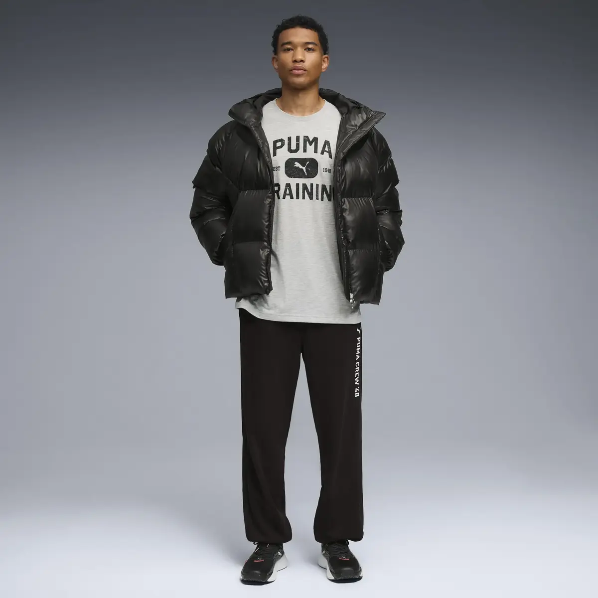 Puma M GRAPHICS TRAIN LOGO RLXD T Gri Erkek T-Shirt