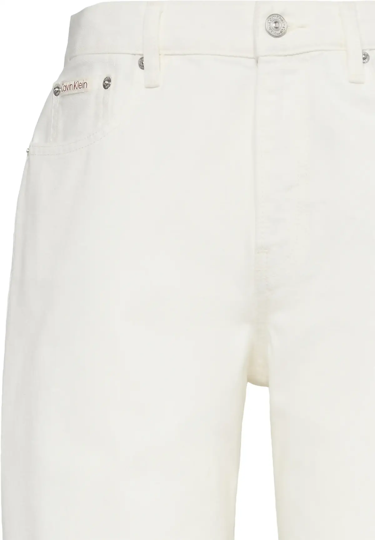 Calvin Klein THE WIDE LEG RAW HEM CHALK WHITE Kadın Beyaz Pantolon