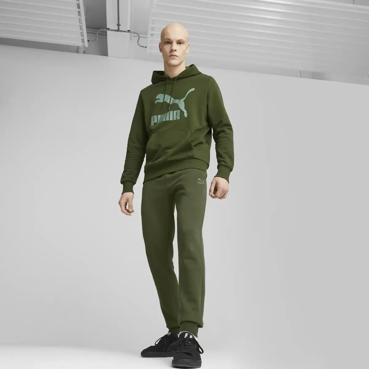 Puma Classics Logo Hoodie Yeşil Erkek Hoodie