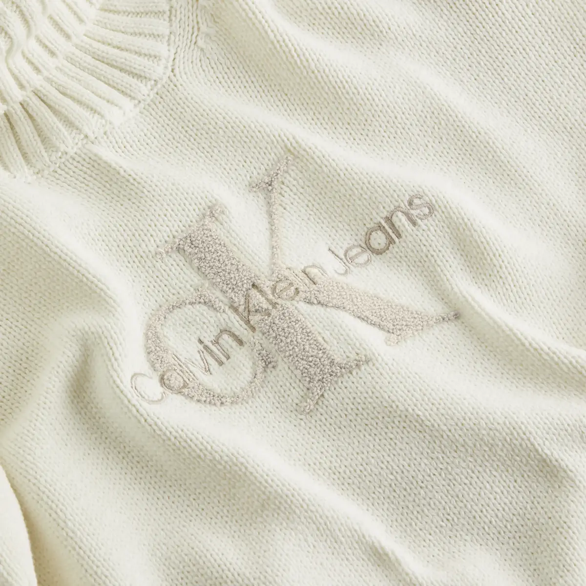 Calvin Klein CHENILLE MONOLOGO SW Kadın Siyah Kazak