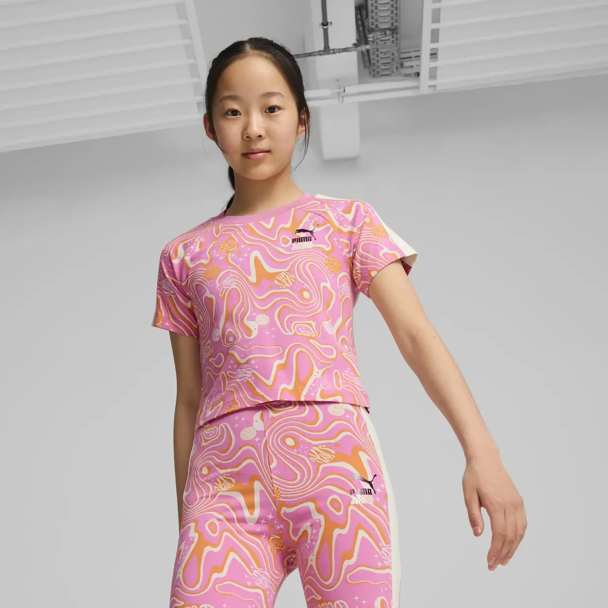 Puma AOP Baby Tee Pembe Kadın T-Shirt & Polo
