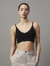Calvin Klein RAYON SWEATER BRALET, BEH Siyah Kadın T-Shirt & Polo