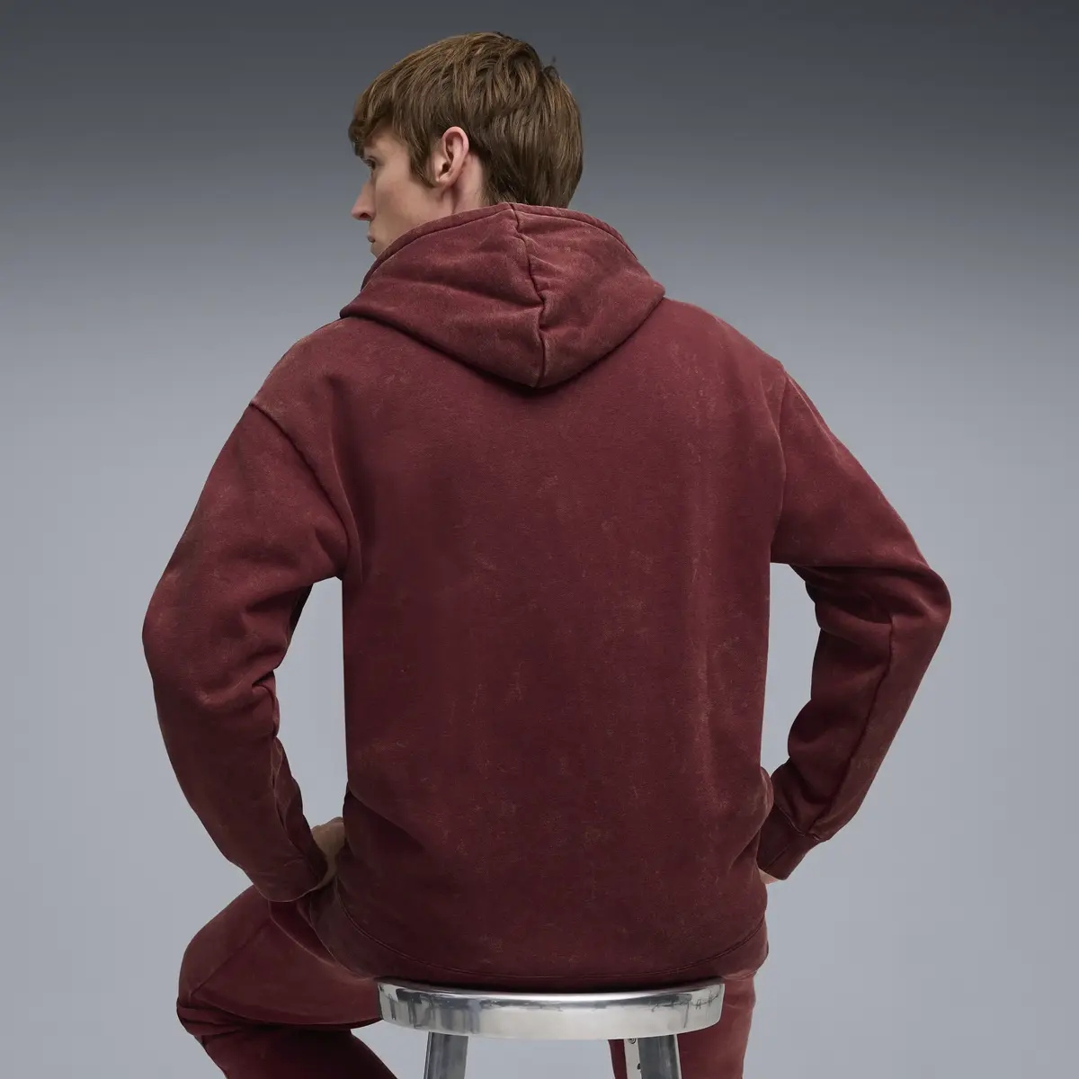 Puma  ESS ELEVATED Wash Hoodie Bordo Erkek Kapüşonlu Sweatshirt