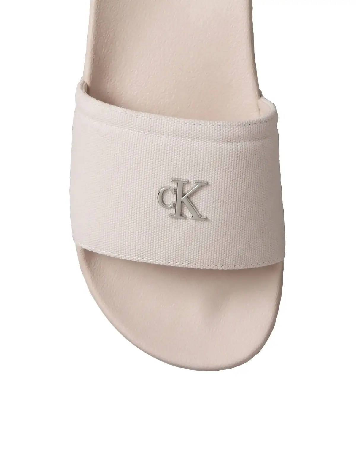 Calvin Klein ESS SLIDE CANVAS HDW Pudra Kadın Kanvas Logolu Terlik