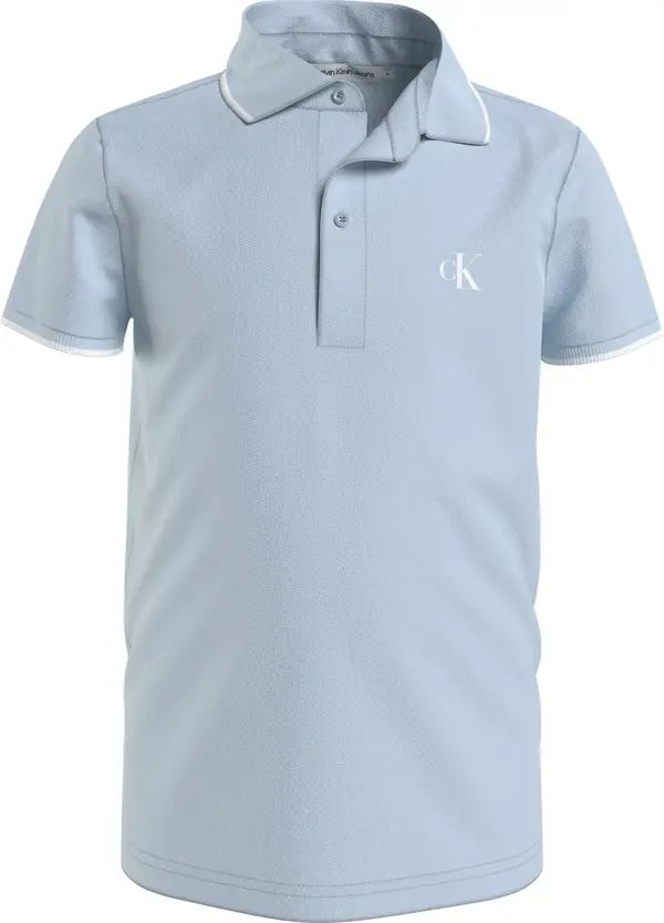 Calvin Klein MONOGRAM TIPPING FIT Erkek Mavi Polo T-Shirt