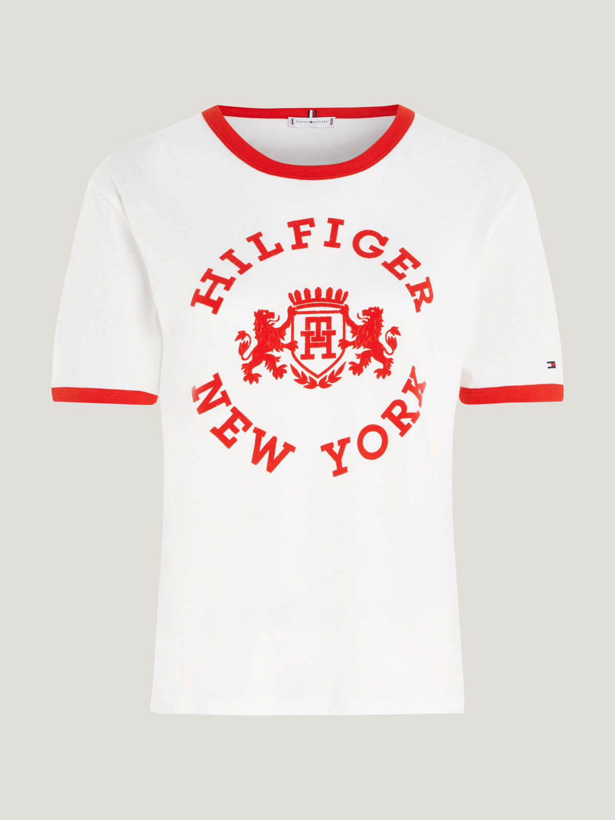 Tommy Hilfiger REG VARSITY FLOCK C- Kadın Krem T-Shirt