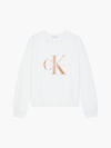 Calvin Klein BRONZE MONOGRAM CN S Kadın Beyaz Sweatshirt