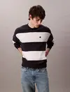 Calvin Klein LS STRIPED SNOWY RELAXED CREWNK Lacivert Erkek Kazak