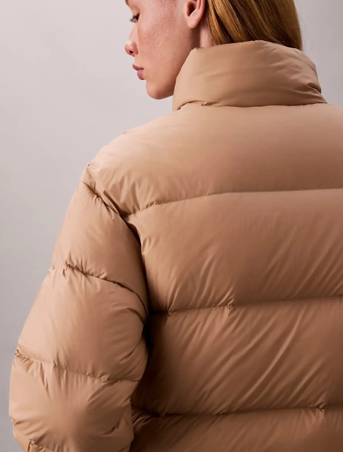 Calvin Klein GRAPHIC LOGO PUFFER, PAI Krem Kadın Şişme Mont