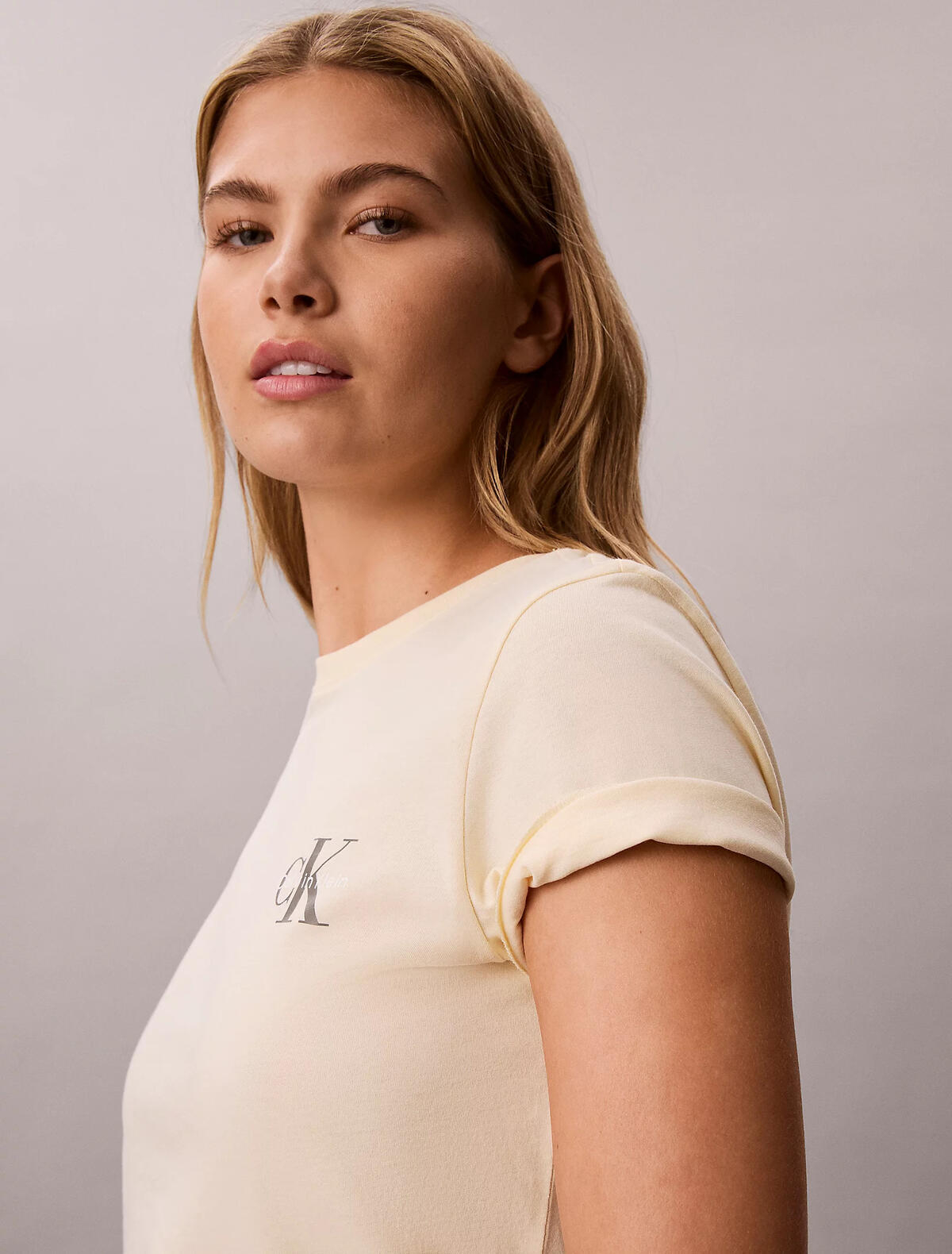 Calvin Klein MONOLOGO CN 2 PACK T, TGY Kadın Krem T-Shirt