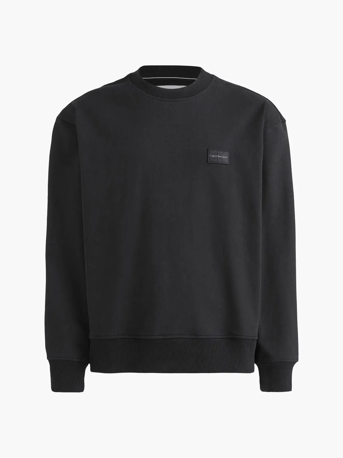Calvin Klein SHRUNKEN BADGE CREW Erkek Siyah Sweatshirt