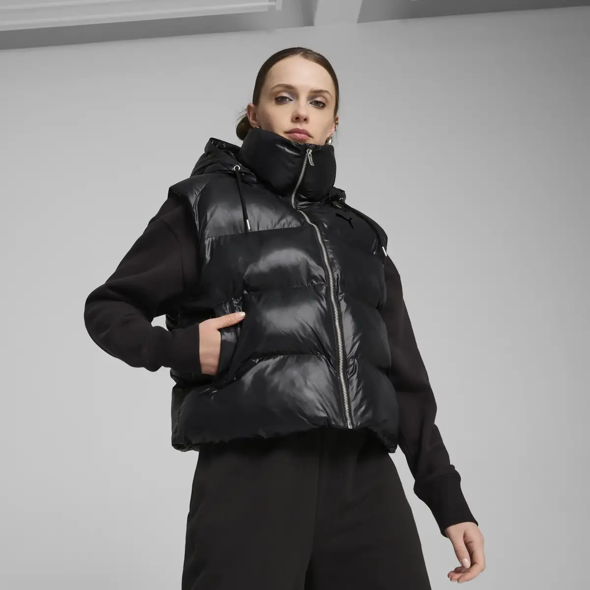 Puma Shiny Puffer Vest Siyah Kadın T-Shirt & Polo