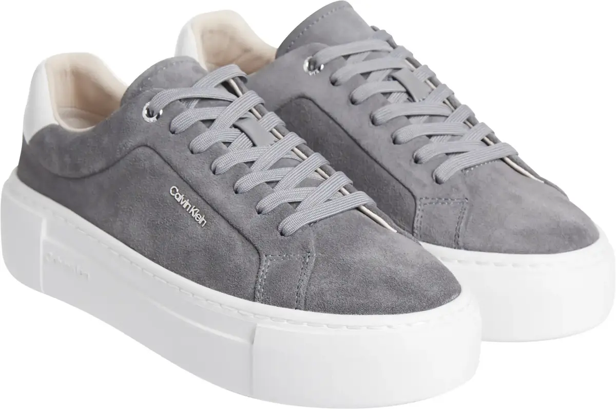 Calvin Klein FLATFORM CUP LACE UP, 0IW Gri Kadın Spor Ayakkabı & Sneaker