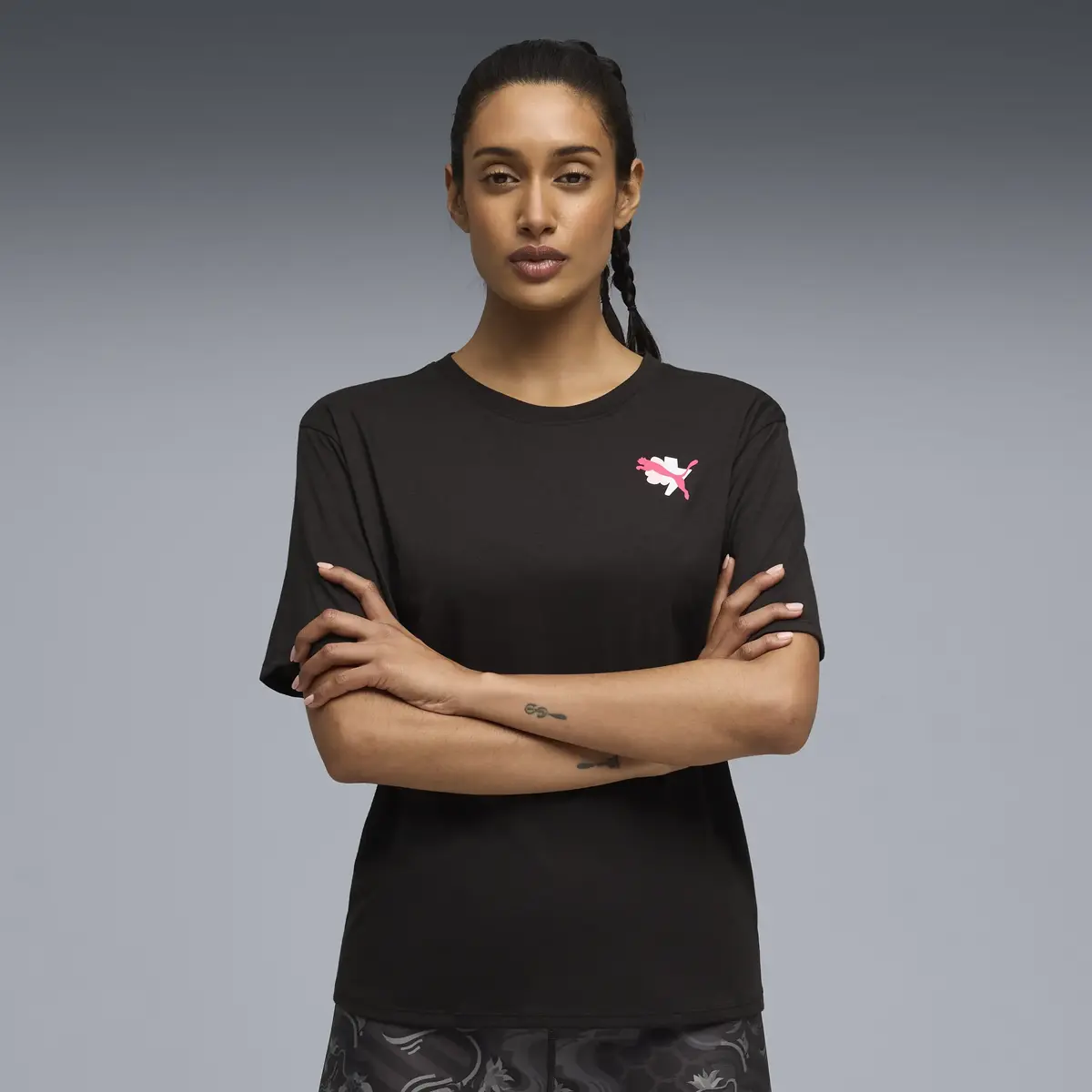 Puma W Puma Cat Graphic Tee Siyah Kadın T-Shirt