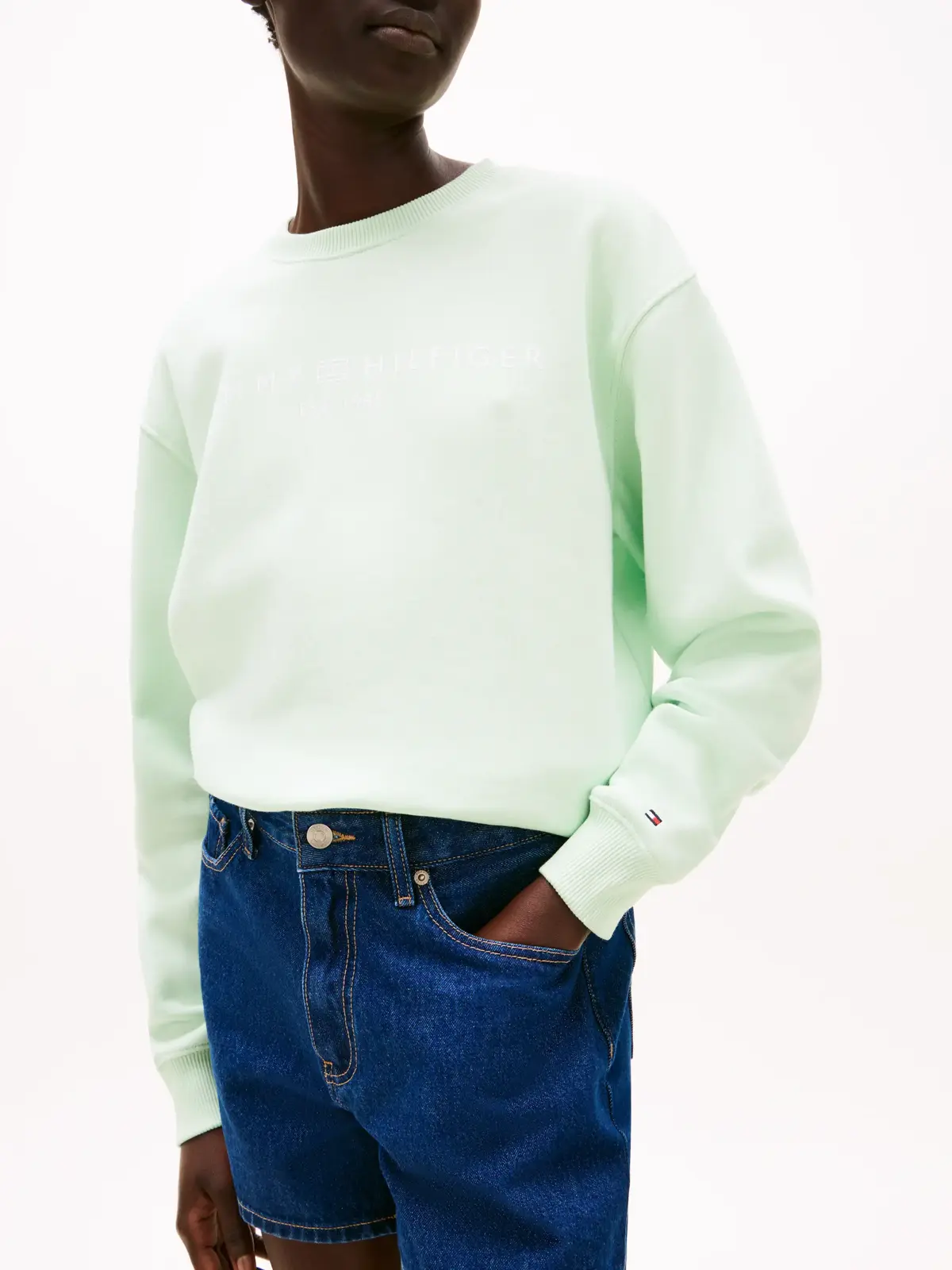 Tommy Hilfiger MDRN REG CORP LOGO C Kadın Yeşil Sweatshirt