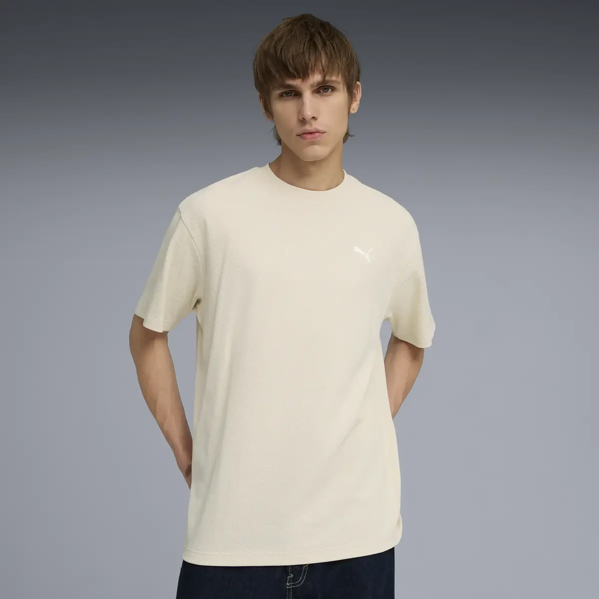 Puma ESS ELEVATED Relaxed Tee Krem Erkek T-Shirt & Polo