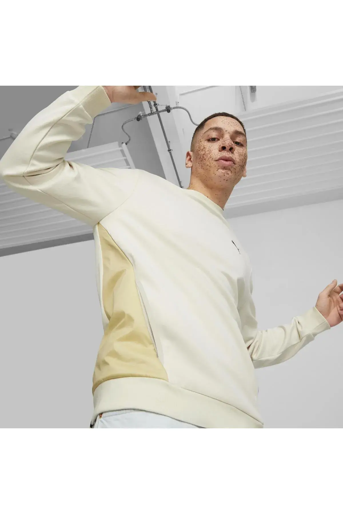 Puma OPEN ROAD Crew DK Kırık Beyaz Erkek Sweatshirt