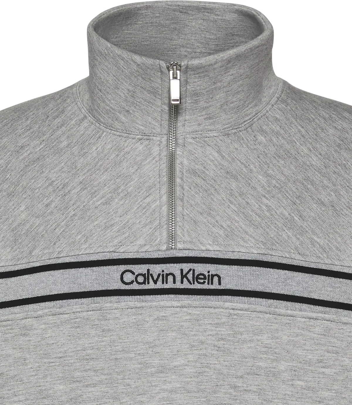 Calvin Klein LS COTTON SPACER STRIPE RIB QTR Erkek Gri Sweatshirt