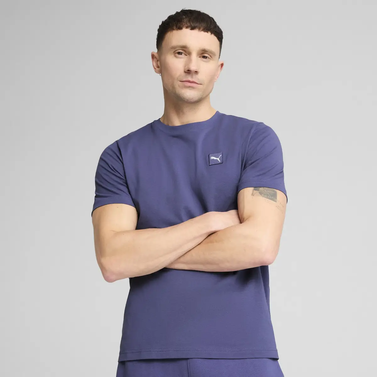 PUMA ESS ELEVATED Tee Mavi Erkek T-Shirt