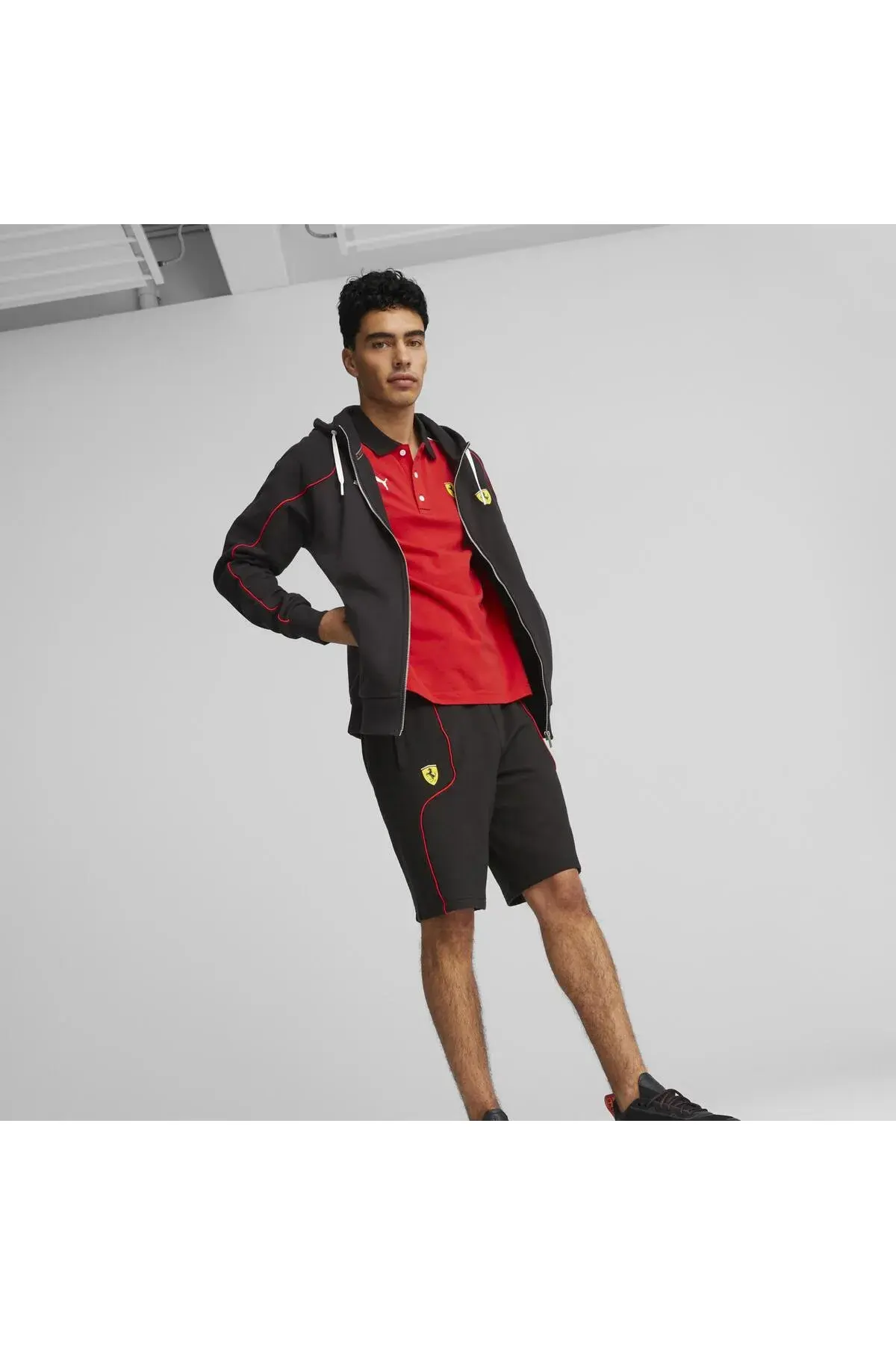 Puma Ferrari Race Hooded Sweat Jacket Siyah Erkek Fermuarlı Sweatshirt