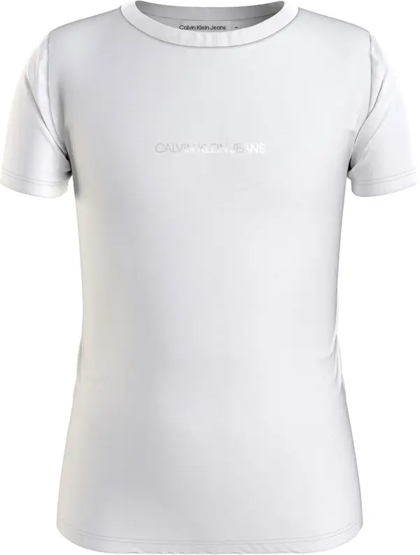 Calvin Klein METALLIC CHEST LOGO Kadın Beyaz T-Shirt
