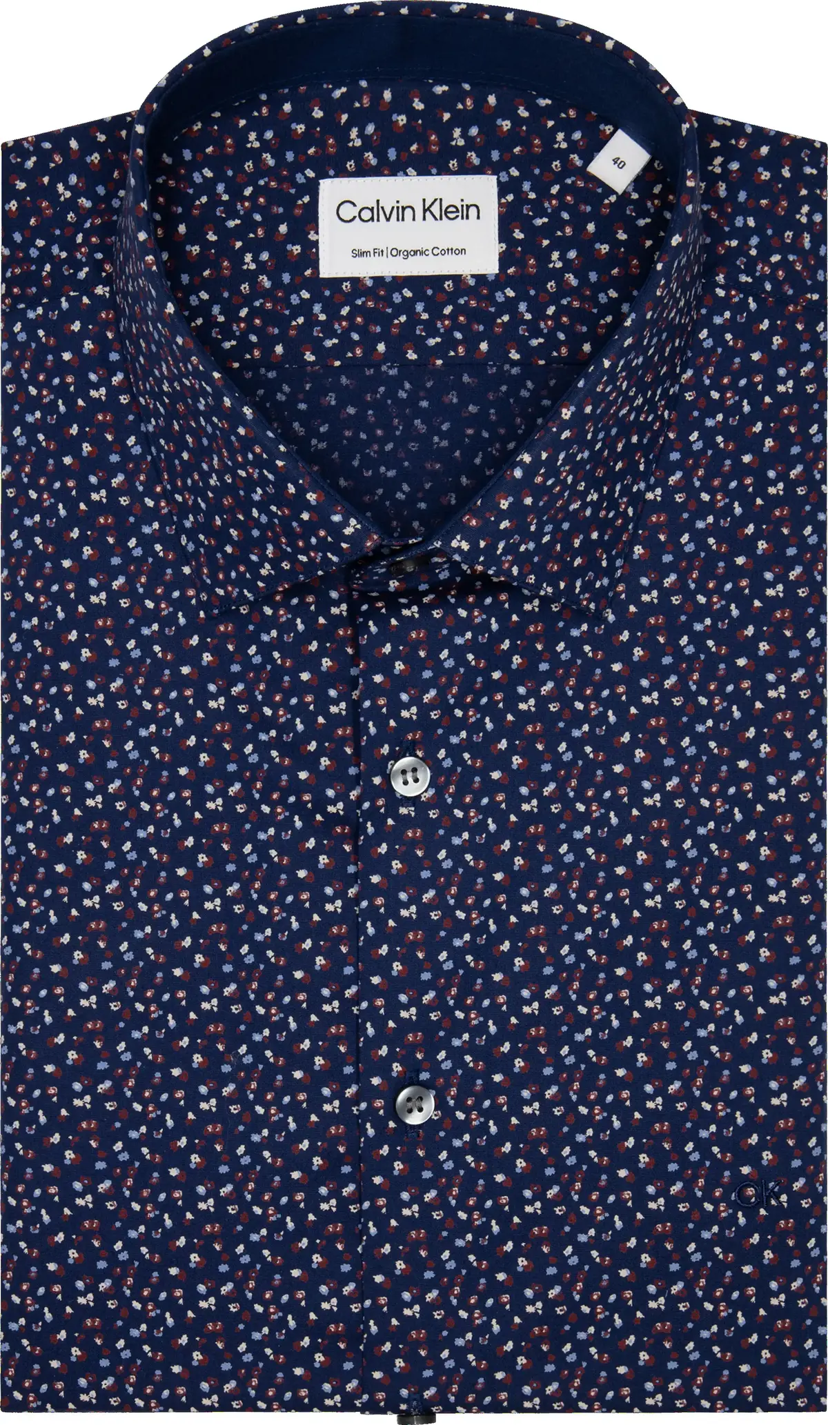 Calvin Klein PRINT CONTRAST SLIM Erkek Mavi Gömlek