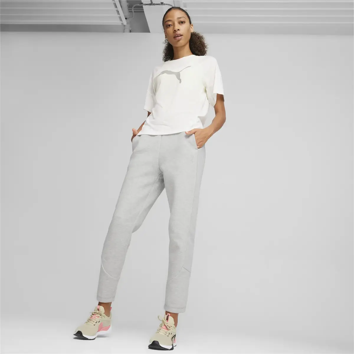 Puma EVOSTRIPE High-Waist Pants Gri Kadın Eşofman Altı
