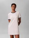 Calvin Klein SS CTN MONOGRAM STRI Beyaz Kadın Regular Fit Mini Elbise