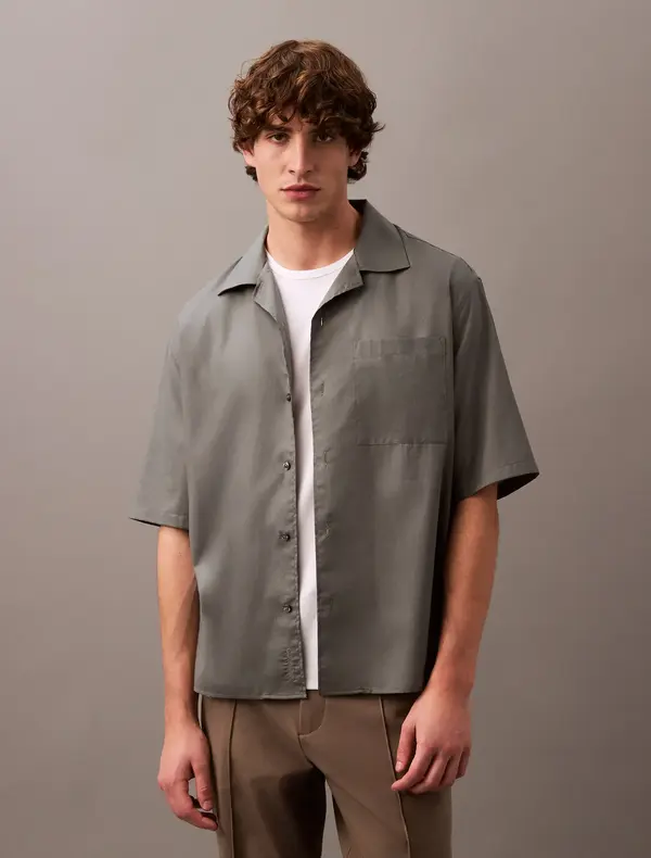Calvin Klein SS COTTON GAUZE RELA, RMG Gri Erkek Gömlek