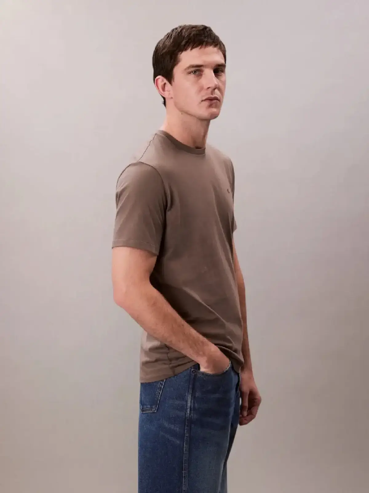 Calvin Klein SS SMOOTH CTTN SOLID CREWNK TEE Kahverengi Erkek Tişört