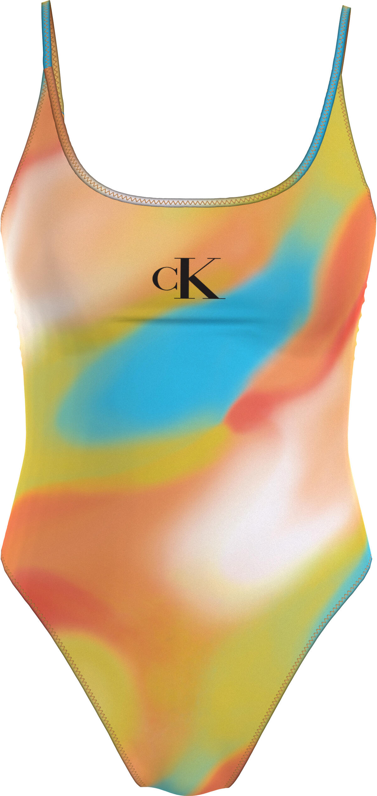 Calvin Klein SCOOP ONE PIECE-PRIN Kadın Sarı Mayo